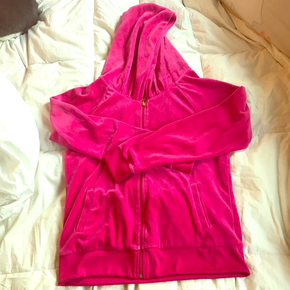 Hot pink juicy couture velour zip up jacket large